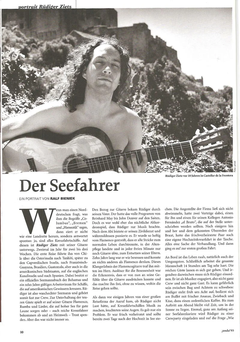 Der Seefahrer, Porträt von Rüdiger Zietz, erste Artikelseite